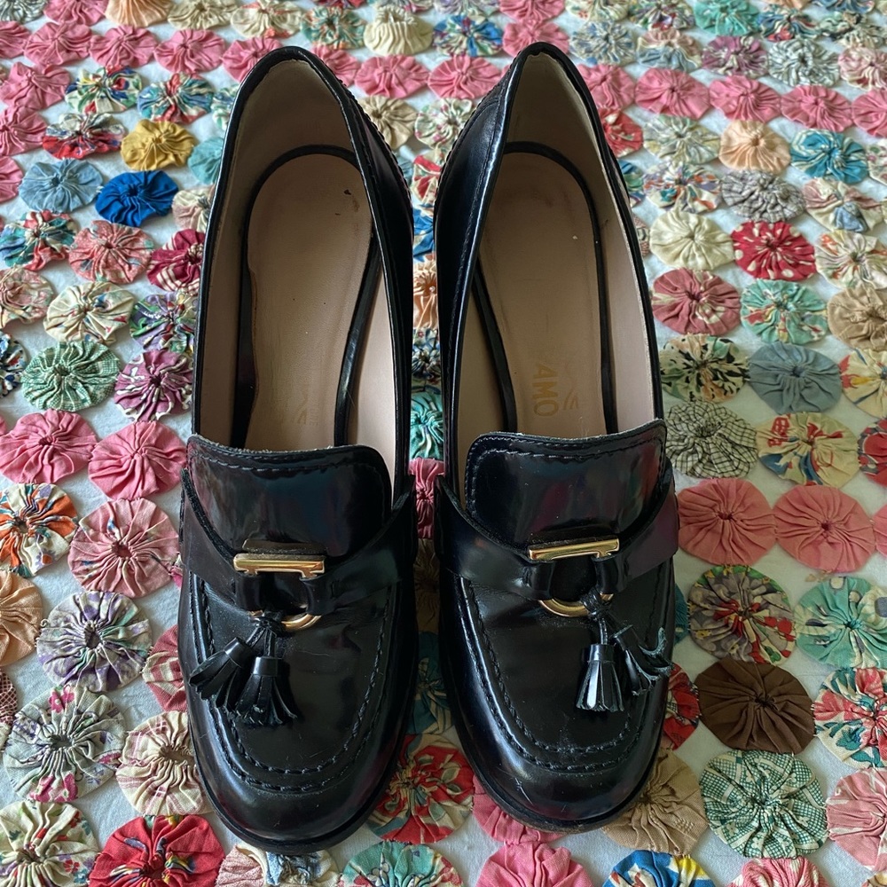 Salvatore Ferragamo Black and Gold heels
